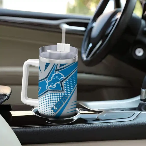 custom detroit lions arrow burst blue curved tumbler trendy.webp