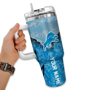 custom detroit lions chevron stripe blue curved tumbler fashion forward.webp