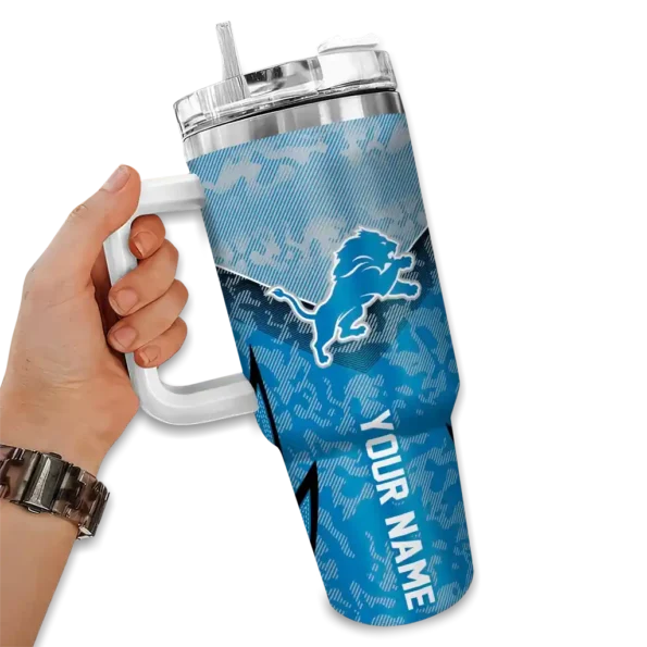 custom detroit lions chevron stripe blue curved tumbler fashion forward.webp