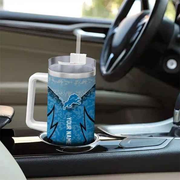 custom detroit lions chevron stripe blue curved tumbler trendy.webp