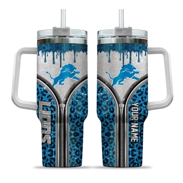 custom detroit lions leopard zipper blue curved tumbler best selling.webp
