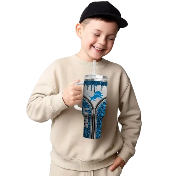 custom detroit lions leopard zipper blue curved tumbler latest model.webp