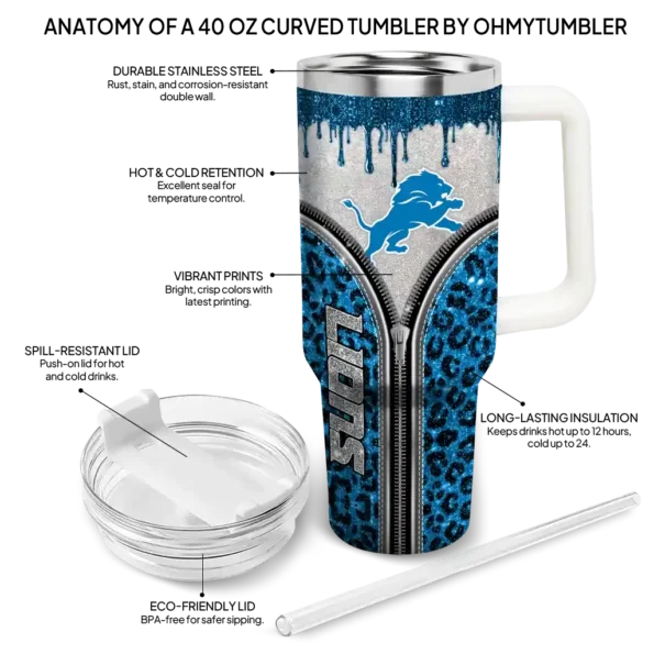 custom detroit lions leopard zipper blue curved tumbler new arrival.webp
