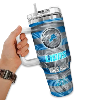 custom detroit lions marbled stripes blue curved tumbler fashion forward.webp