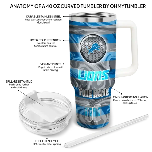 custom detroit lions marbled stripes blue curved tumbler new arrival.webp