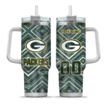 custom green bay packers bold diamonds green curved tumbler best selling.webp