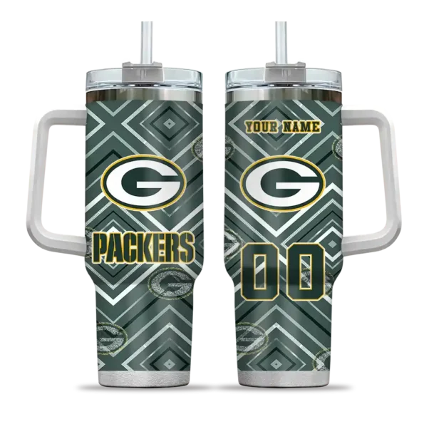 custom green bay packers bold diamonds green curved tumbler best selling.webp