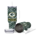 custom green bay packers bold diamonds green curved tumbler best selling.webp