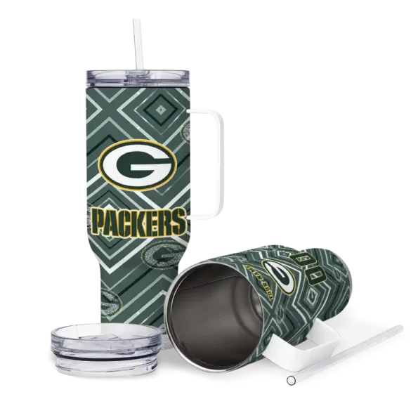 custom green bay packers bold diamonds green curved tumbler high quality.webp