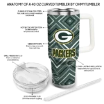 custom green bay packers bold diamonds green curved tumbler best selling.webp