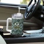custom green bay packers bold diamonds green curved tumbler best selling.webp