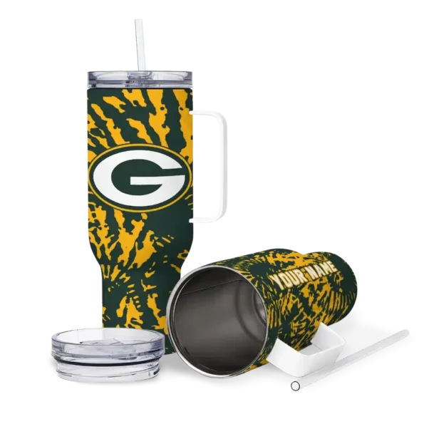 custom green bay packers burst swirl green curved tumbler high quality.webp