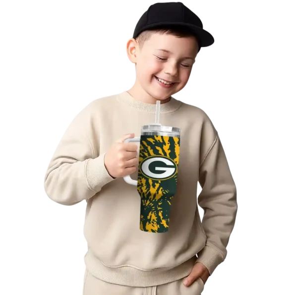 custom green bay packers burst swirl green curved tumbler latest model.webp