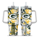 custom green bay packers camo mashup green white curved tumbler best selling.webp