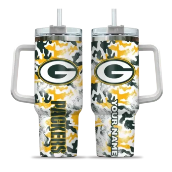 custom green bay packers camo mashup green white curved tumbler best selling.webp