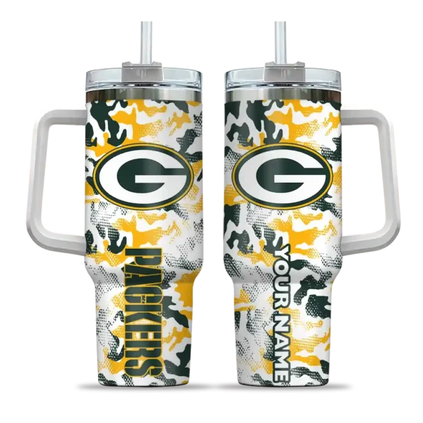 custom green bay packers camo mashup green white curved tumbler best selling.webp