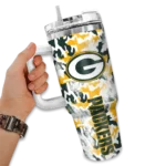 custom green bay packers camo mashup green white curved tumbler best selling.webp