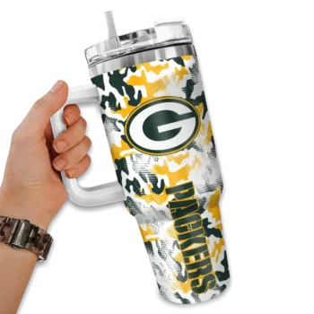 custom green bay packers camo mashup green white curved tumbler fashion forward.webp