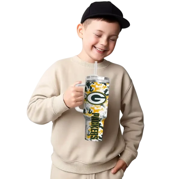 custom green bay packers camo mashup green white curved tumbler latest model.webp