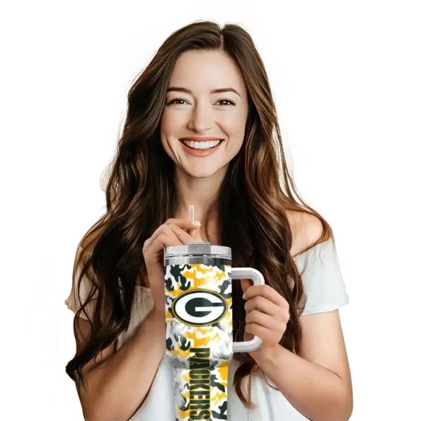 custom green bay packers camo mashup green white curved tumbler premium grade.webp