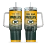 custom green bay packers gradient dots green curved tumbler best selling.webp