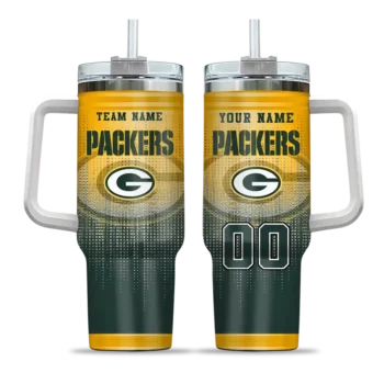 custom green bay packers gradient dots green curved tumbler best selling.webp