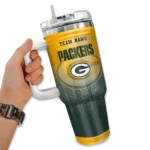 custom green bay packers gradient dots green curved tumbler best selling.webp