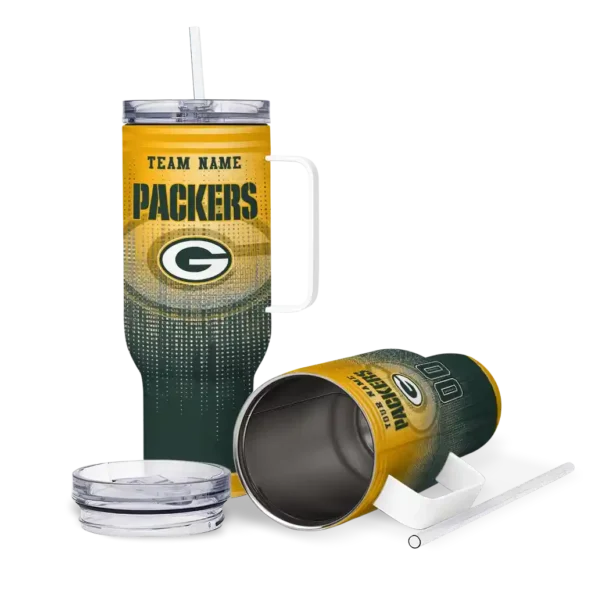 custom green bay packers gradient dots green curved tumbler high quality.webp