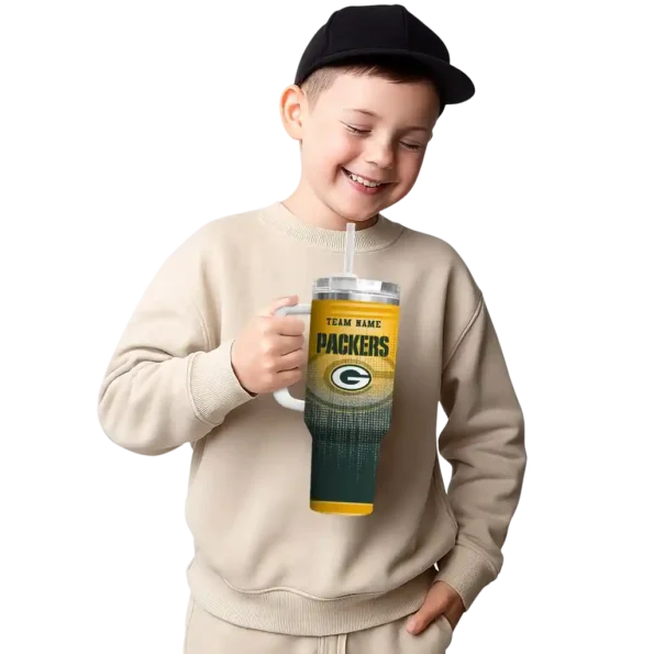 custom green bay packers gradient dots green curved tumbler latest model.webp