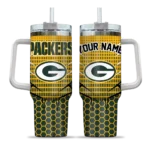 custom green bay packers hex texture green curved tumbler best selling.webp