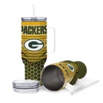 custom green bay packers hex texture green curved tumbler best selling.webp