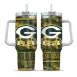 custom green bay packers honey streaks green curved tumbler best selling.webp