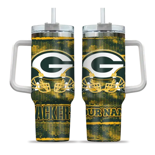 custom green bay packers honey streaks green curved tumbler best selling.webp
