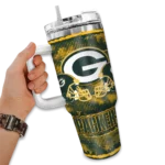 custom green bay packers honey streaks green curved tumbler best selling.webp