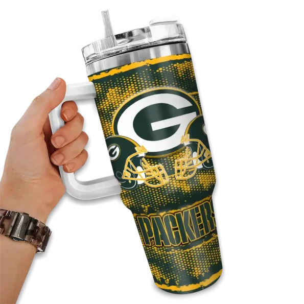 custom green bay packers honey streaks green curved tumbler fashion forward.webp