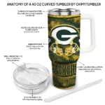 custom green bay packers honey streaks green curved tumbler best selling.webp