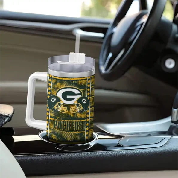 custom green bay packers honey streaks green curved tumbler trendy.webp