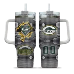 custom green bay packers superman shield green gray curved tumbler best selling.webp