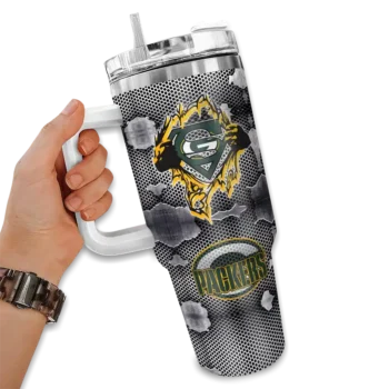 custom green bay packers superman shield green gray curved tumbler fashion forward.webp