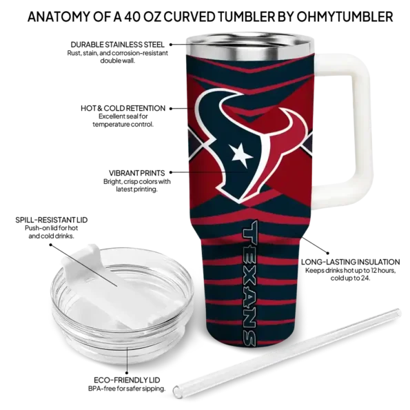 custom houston texans chevron layers blue curved tumbler new arrival.webp