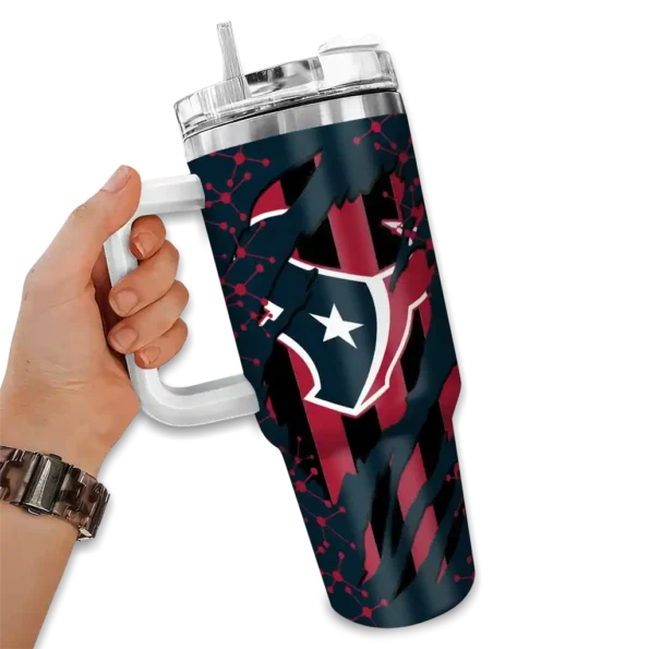 custom houston texans claw cut blue black curved tumbler fashion forward.webp