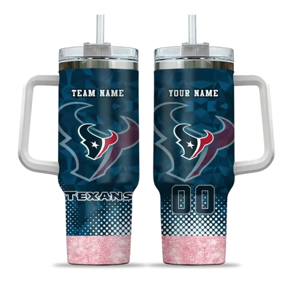 custom houston texans geometric prism blue curved tumbler best selling.webp