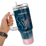 custom houston texans geometric prism blue curved tumbler best selling.webp