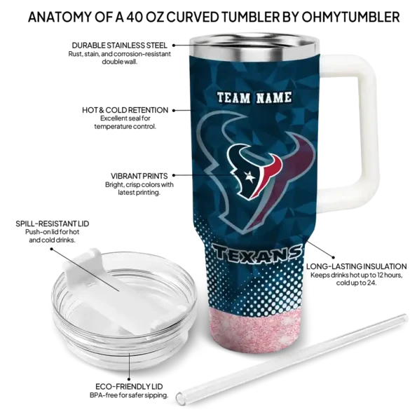 custom houston texans geometric prism blue curved tumbler new arrival.webp