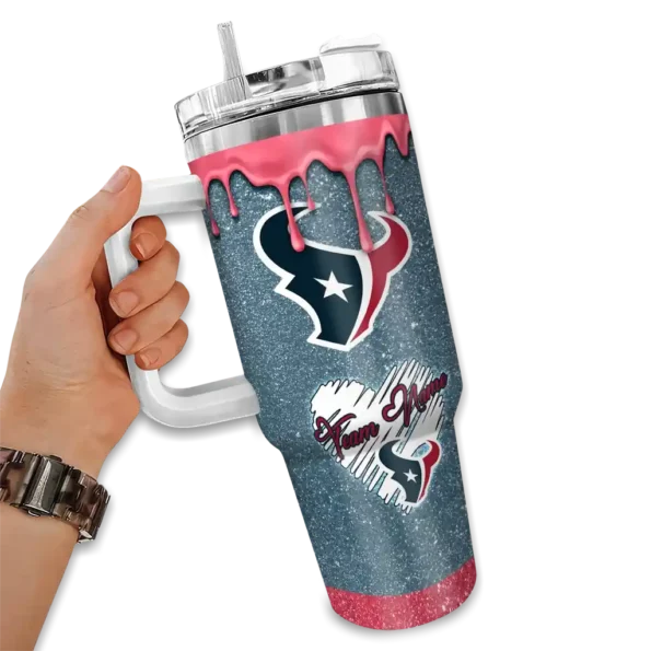 custom houston texans heart helmet motif blue curved tumbler fashion forward.webp