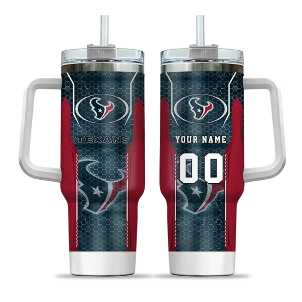 custom houston texans hexagon armor blue curved tumbler best selling.webp