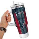 custom houston texans hexagon armor blue curved tumbler best selling.webp