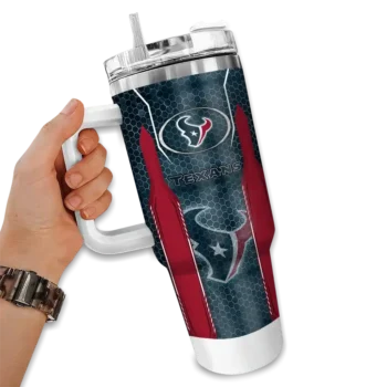 custom houston texans hexagon armor blue curved tumbler fashion forward.webp
