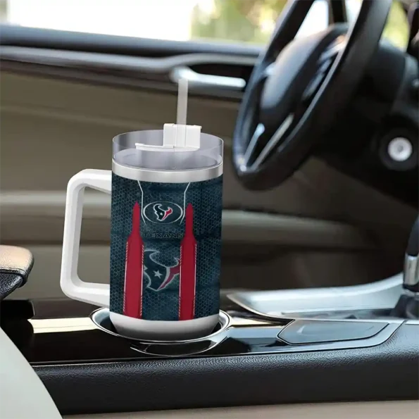 custom houston texans hexagon armor blue curved tumbler trendy.webp