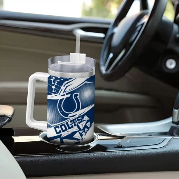 custom indianapolis colts abstract paths blue curved tumbler trendy.webp